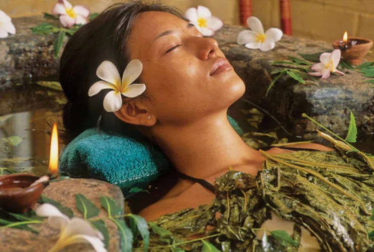 Ayurveda spa pavilion in a tropical garden