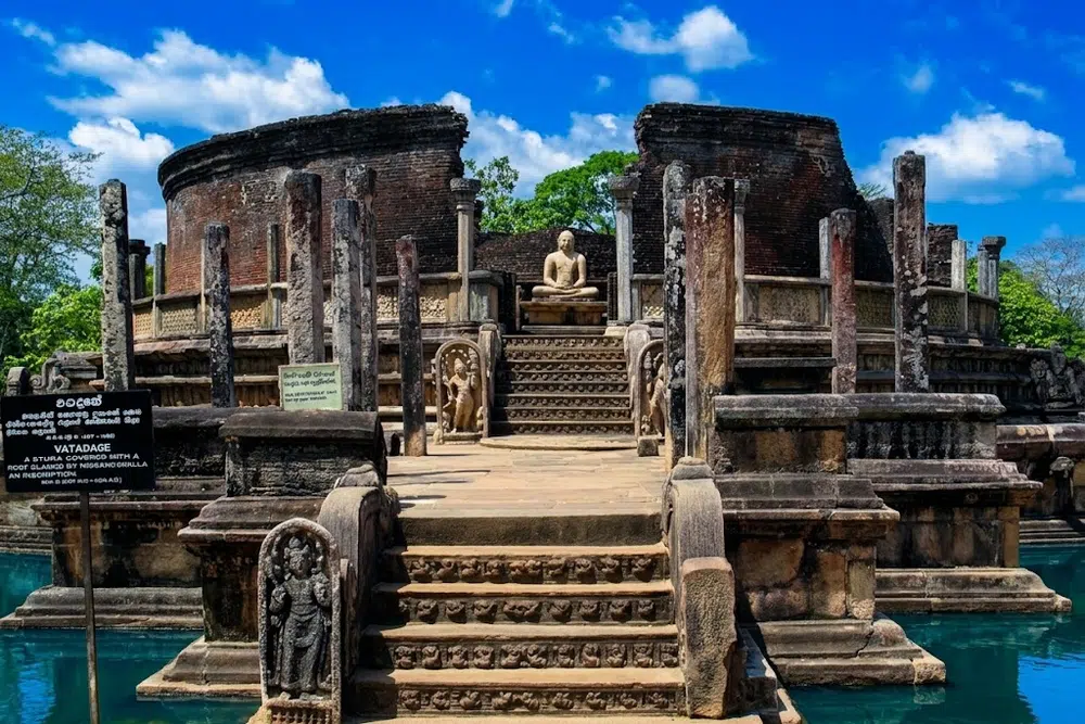 Ancient heritage ruins with Sri Lankan highlands