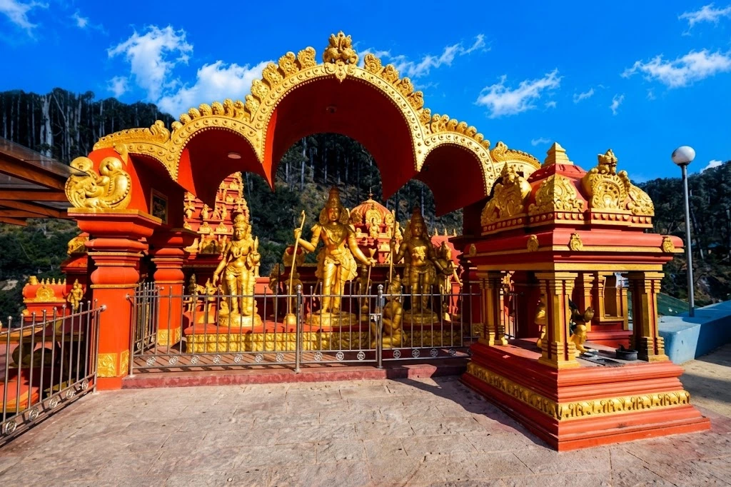 Seetha Amman Temple with misty hill country