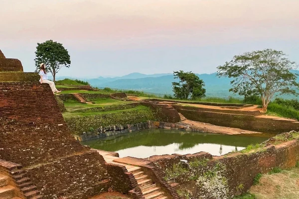 Sigiriya Rock Fortress seen from the landscaped gardens