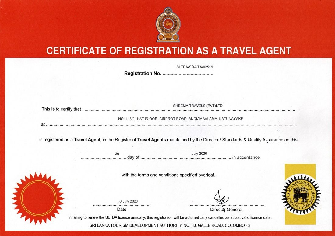 SLTDA Travel Agent registration preview